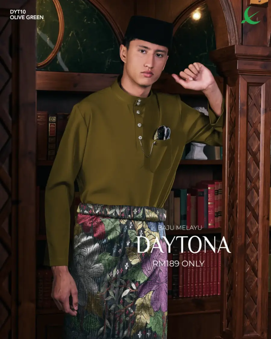 Baju Melayu Daytona - Olive Green