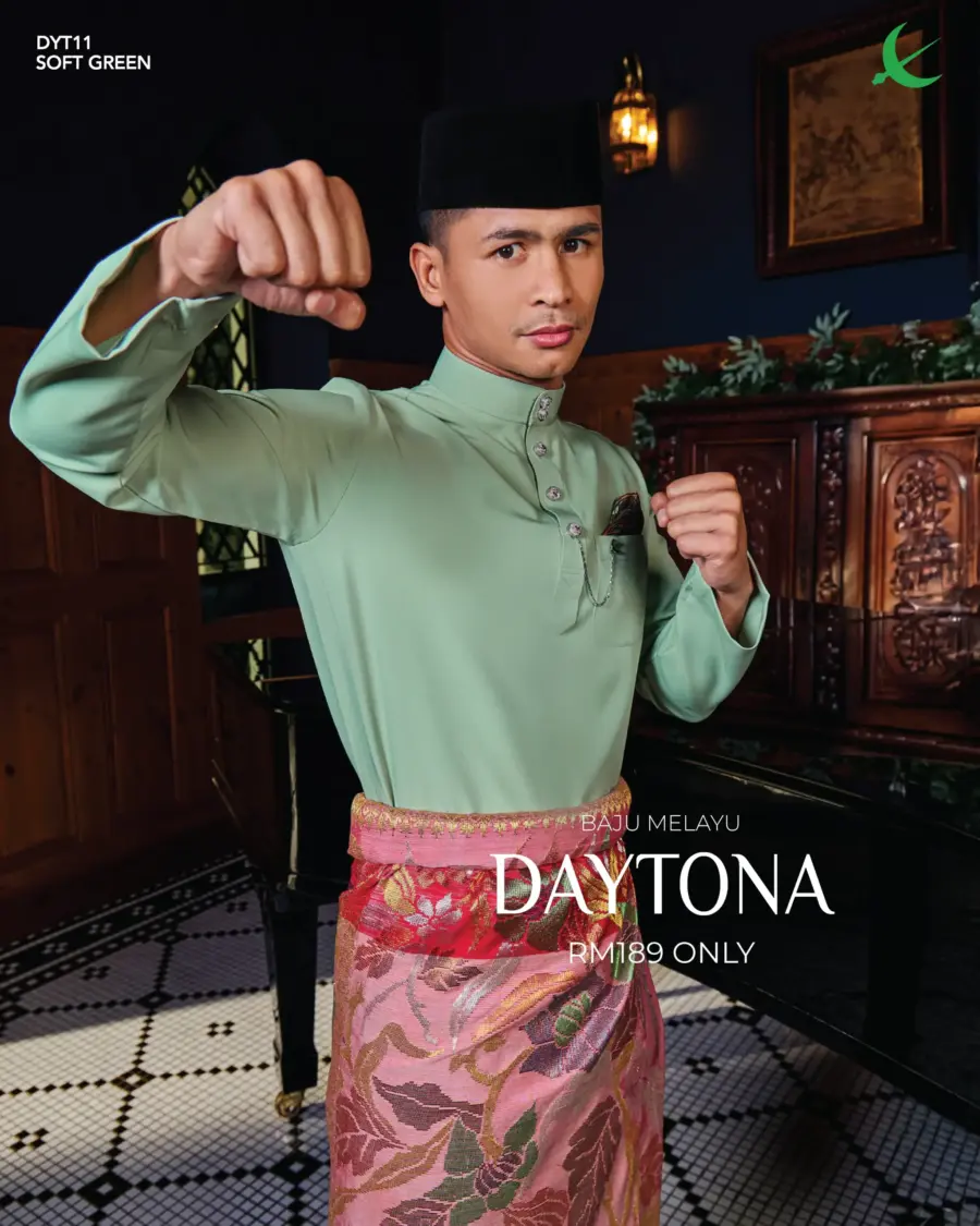 Baju Melayu Daytona - Soft Green