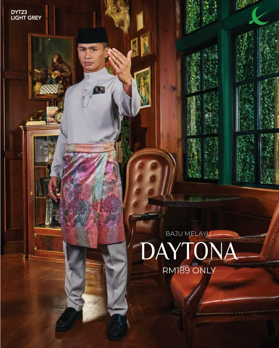 Baju Melayu Daytona - Light Grey