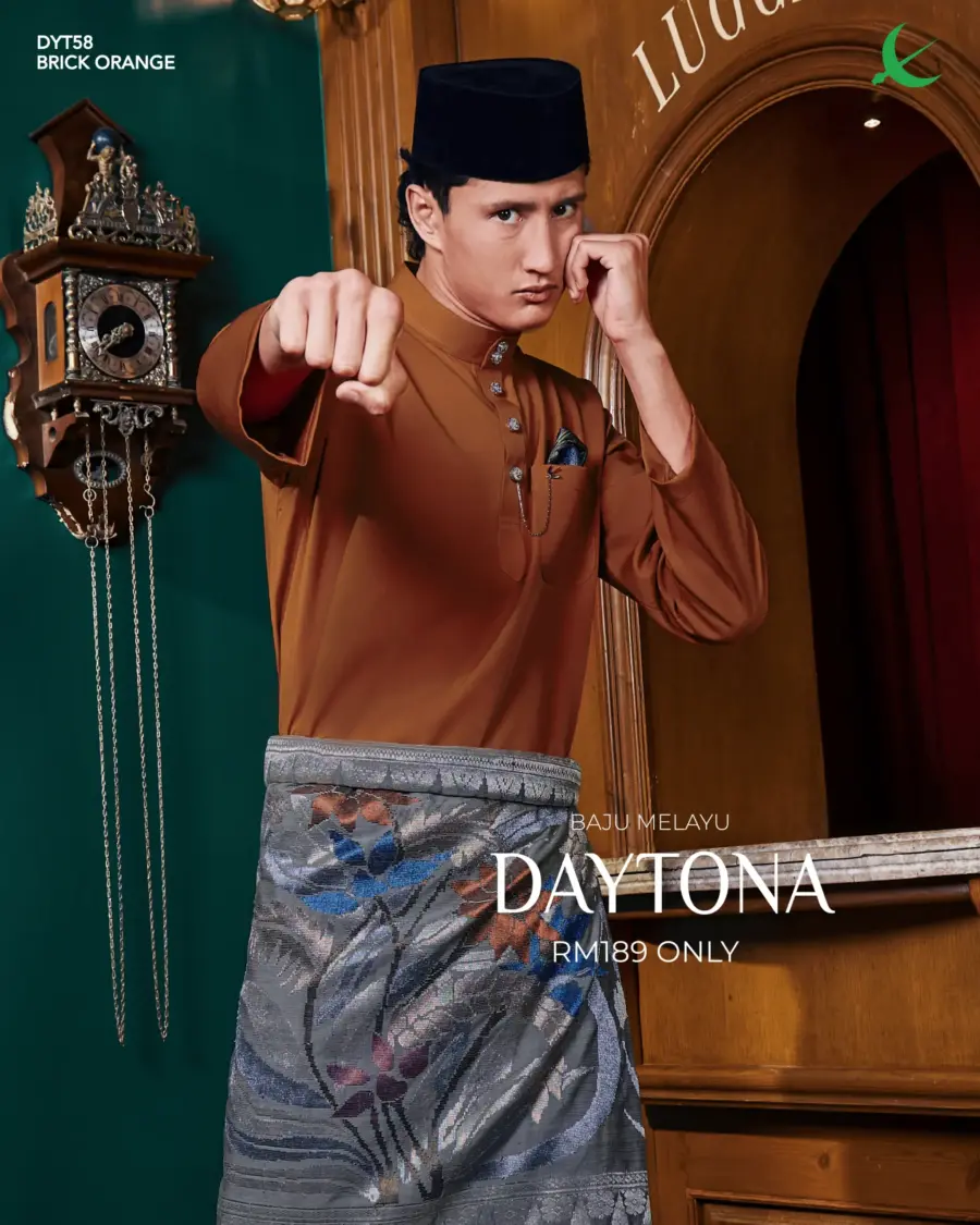Baju Melayu Daytona - Brick Orange