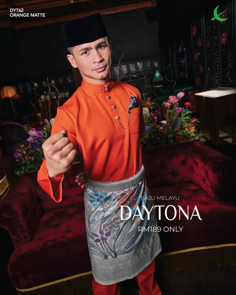 Baju Melayu Daytona - Orange Matte