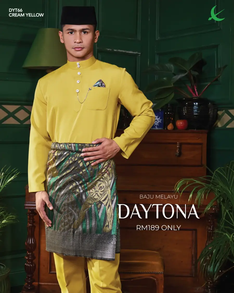 Baju Melayu Daytona - Cream Yellow