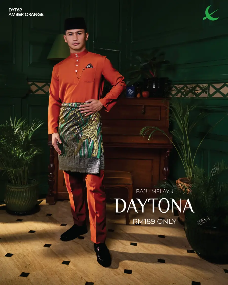 Baju Melayu Daytona - Amber Orange