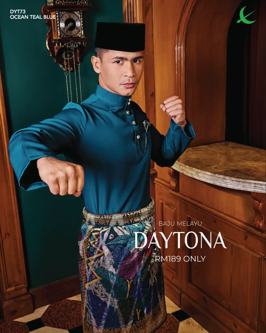 Baju Melayu Daytona - Ocean Teal Blue